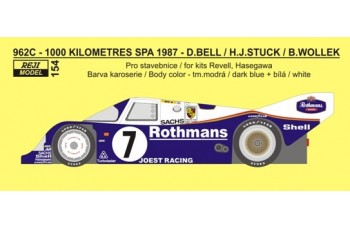 Decal – Porsche 962 C „Rothmans“ - 1000 km Spa 1987